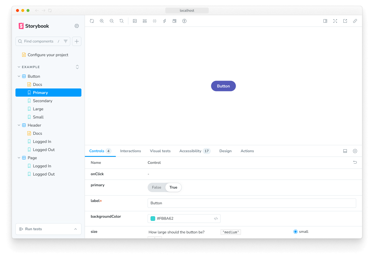Addon registered in the toolbar