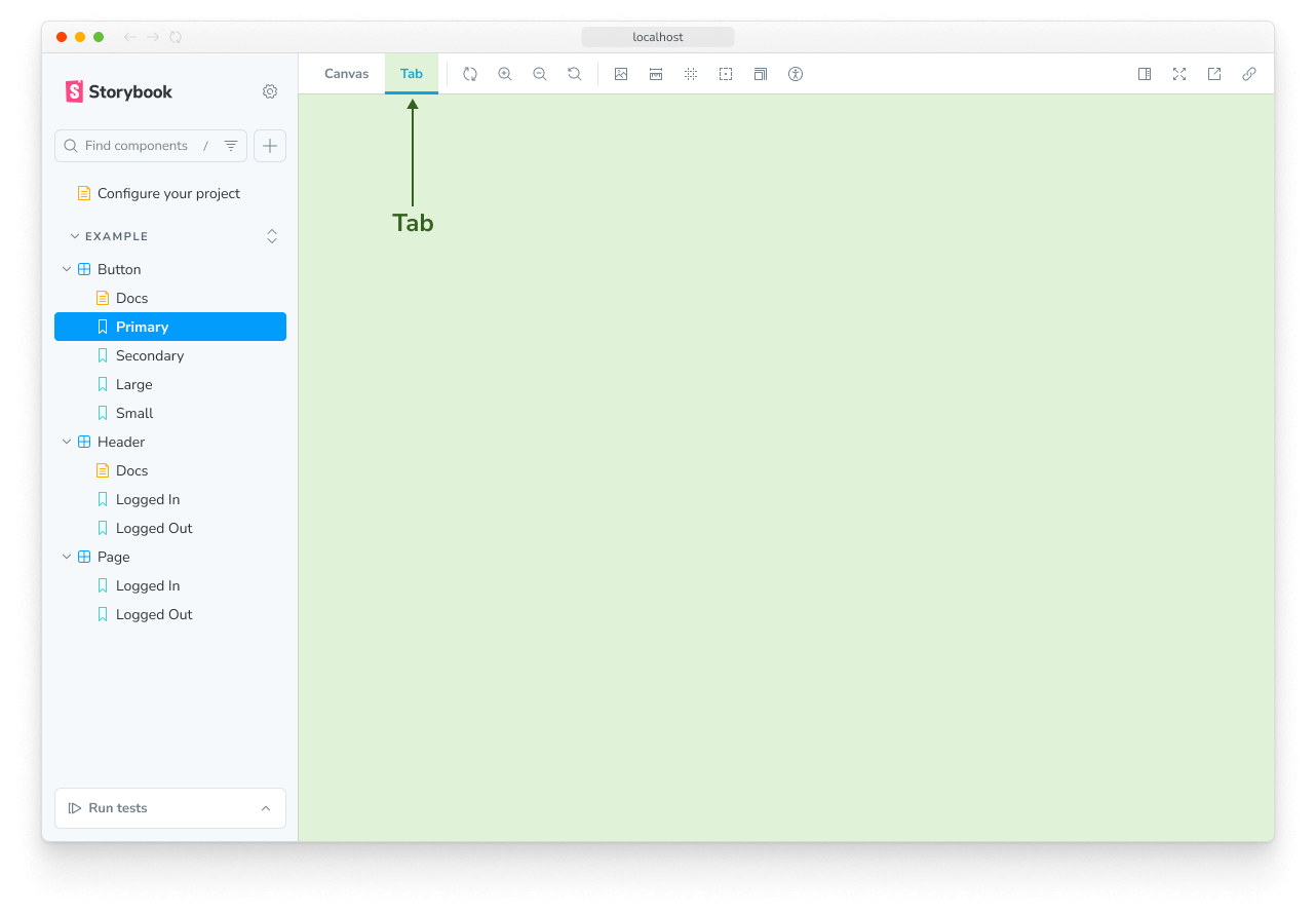 Storybook tab addon