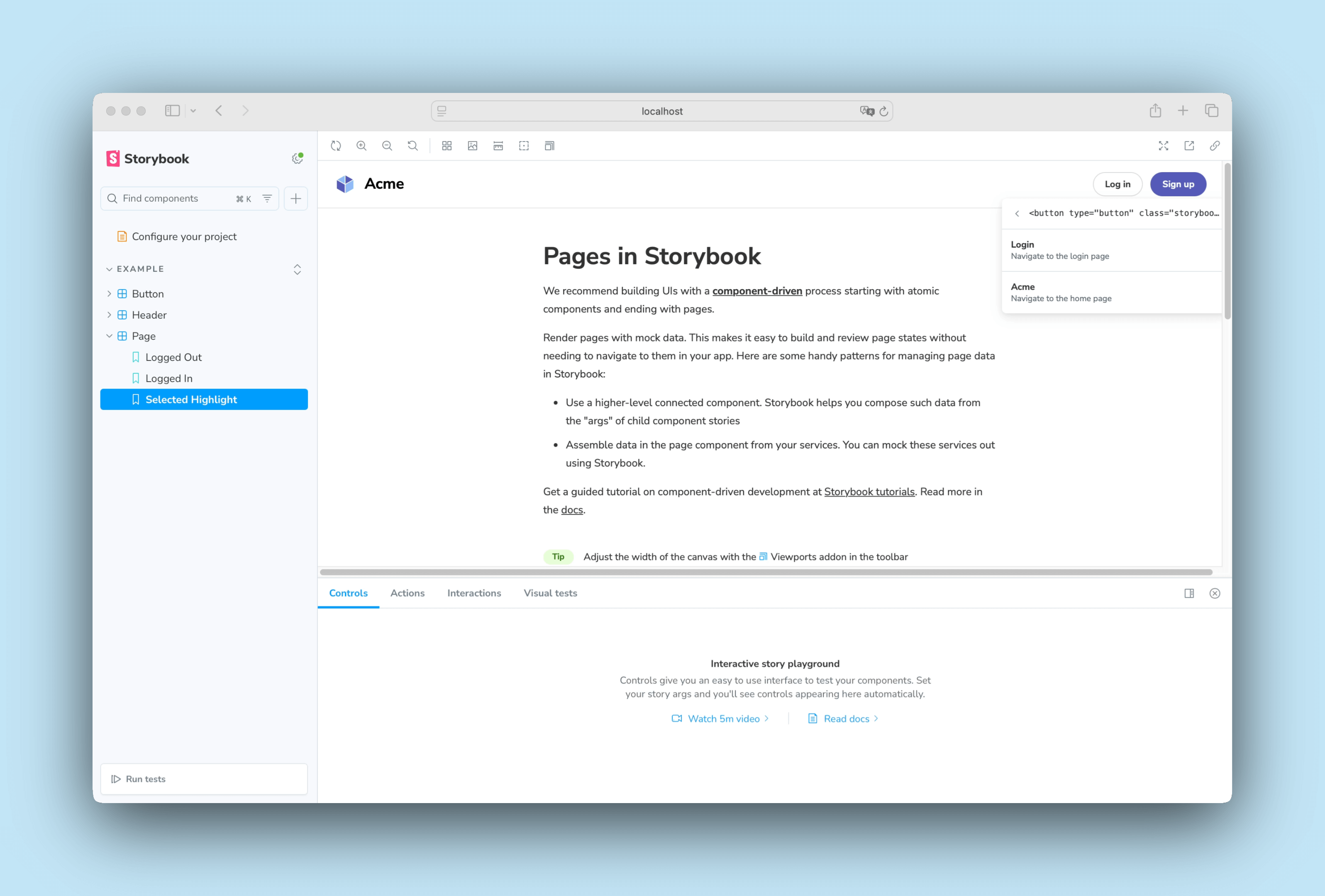 Menu with custom items